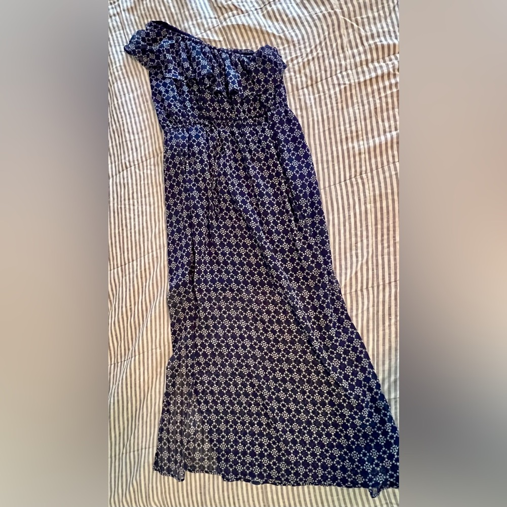 Blue One-Shoulder Maxi Dress- Lucky